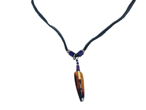 Ojibwa Wood Feather Quill Necklace: Gallery Item 